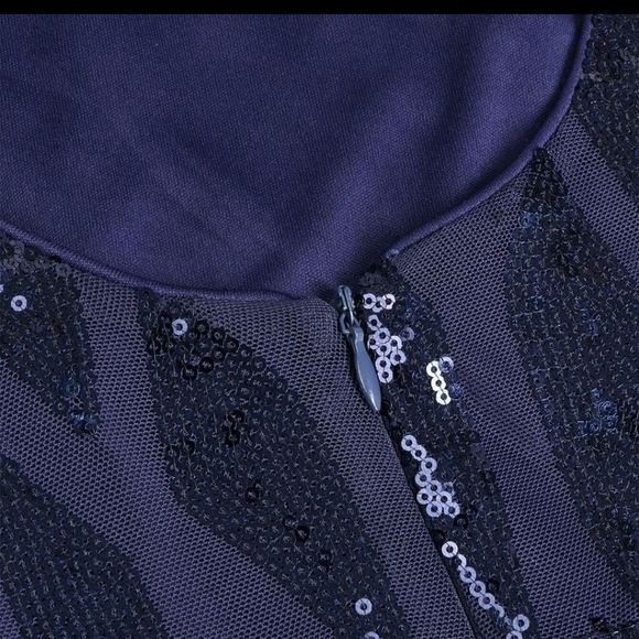 NavyBlue, Boat Neck, Long Cloak,  Sequined/ Mesh Merm… - Picture 12 of 16